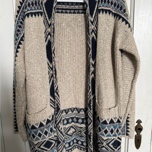 Lucky Brand Beige and Blue Knit Sweater